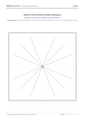 Design Your Own Sacred Mandala bonus drawing activity page with 16 ray guided symmetry grid