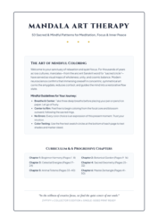 Mandala Art Therapy mindful coloring guide and 6 chapter curriculum overview